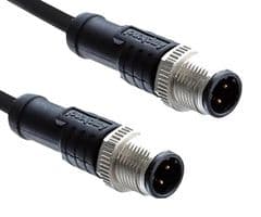 M12A05ML-12AML-SBA05 - AMPHENOL LTW - M12A05ML-12AML-SBA05 - Sensor Cable, A Code, Black, M12 Plug, M12 Plug, 5 Positions, 500 mm, 19.6 ", M Series