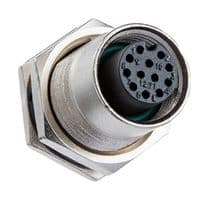M12A-03PFFP-SF8001 - AMPHENOL LTW - M12A-03PFFP-SF8001 - Sensor Connector, M Series, M12, Female, 3 Positions, PCB Socket, Straight Panel Mount