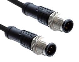 M12A08ML-12AML-SB001 - AMPHENOL LTW - M12A08ML-12AML-SB001 - Sensor Cable, A Code, Black, M12 Plug, M12 Plug, 8 Positions, 1 m, 3.3 ft, M Series