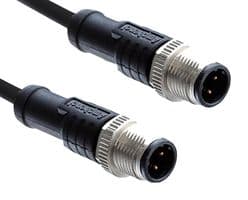 M12A08ML-12AML-SD001 - AMPHENOL LTW - M12A08ML-12AML-SD001 - Sensor Cable, A Code, Black, M12 Plug, M12 Plug, 8 Positions, 1 m, 3.3 ft, M Series