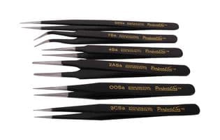 JS-555T. - DURATOOL - JS-555T. - Tweezer Set, 2A/3C/OO/7/SS/4, Black Epoxy Powder Coated, Anti Magnetic Stainless Steel, 6 Pieces