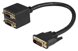 DVISPL1DD - STARTECH - DVISPL1DD - Audio / Video Cable Assembly, 28AWG, DVI-D Plug, DVI-D Socket, x 2, 1 ft, 304.8 mm, Black