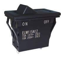 ELW115A12 - NIDEC COMPONENTS - ELW115A12 - Rocker Switch, Sealed, On-Off, SPST, Non Illuminated, Panel, Snap-In, Black, ELW Series