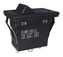 ELW115D12 - NIDEC COMPONENTS - ELW115D12 - Rocker Switch, Sealed, On-On, SPDT, Non Illuminated, Panel, Snap-In, Black, ELW Series