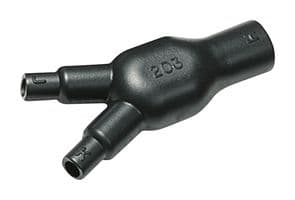 402-03037 203-1-GW24-PO-X-BK - HELLERMANNTYTON - 402-03037 203-1-GW24-PO-X-BK - Heat Shrink Boot, 2-Way Outlet, VG-Style, Y Transition, 1.06 ", 27 mm, Black, 3.15 ", 80 mm