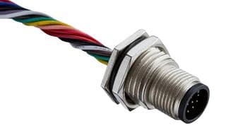 M12A-12PMMS-SF8C15 - AMPHENOL LTW - M12A-12PMMS-SF8C15 - Sensor Cable, A Coded, Black, M12 Plug, Free End, 12 Positions, 150 mm, 5.9 ", M Series