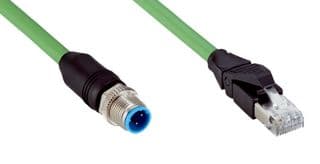 YM2D24-010PN1MRJA4 - SICK - YM2D24-010PN1MRJA4 - Sensor Cable, D Coded, M12 Plug, RJ45 Plug, 4 Positions, 1 m, 3.3 ft