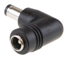 DC PLUG-P1J-P1JR - MEAN WELL - DC PLUG-P1J-P1JR - Power DC Adapter, Jack to Plug, Black, 2.1mm x 5.5mm x 11mm, Right Angle