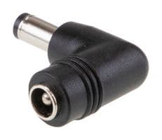DC PLUG-P1M-P1JR - MEAN WELL - DC PLUG-P1M-P1JR - Power DC Adapter, Jack to Plug, Black, 2.1mm x 5.5mm x 11mm, Right Angle