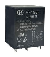 HF198F/12-2HBTF(955) - HONGFA - HF198F/12-2HBTF(955) - Power Relay, Miniature, DPST-NO, 12 VDC, 50 A, HF198F Series, Through Hole, Non Latching