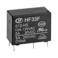 HF33F/012-HSL3 - HONGFA - HF33F/012-HSL3 - Power Relay, Subminiature, SPST-NO, 12 VDC, 10 A, HF33F Series, Through Hole, Non Latching