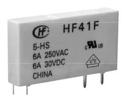 HF41F/12-HST - HONGFA - HF41F/12-HST - Power Relay, Subminiature, SPST-NO, 12 VDC, 6 A, HF41F Series, Through Hole, Non Latching