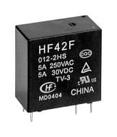HF42F/024-2HST - HONGFA - HF42F/024-2HST - Power Relay, Subminiature, DPST-NO, 24 VDC, 5 A, HF42F Series, Through Hole, Non Latching