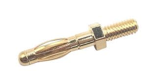 BU-168-M4-9MM - MUELLER ELECTRIC - BU-168-M4-9MM - Banana Test Connector, 4mm Plug, M4 Thread, 29mm OAL, Plug, 35 A, Gold Plated Contacts