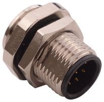 859-008-103R004 - NORCOMP - 859-008-103R004 - Sensor Connector, VULCON M12 Series, M12, Male, 8 Positions, Solder Pin, Straight Panel Mount