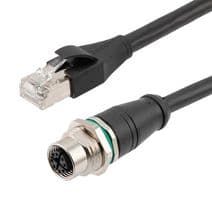 TRG611-C6B-05M - L-COM - TRG611-C6B-05M - Sensor Cable, X Coded, Black, IP67, M12 Receptacle, RJ45 Plug, 8 Positions, 500 mm, 19.7 "