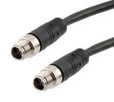 TRG607-C6B-1M - L-COM - TRG607-C6B-1M - Sensor Cable, X Coded, Black, IP67, M12 Plug, M12 Receptacle, 8 Positions, 1 m, 3.3 ft