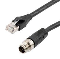TRG610-C6B-3M - L-COM - TRG610-C6B-3M - Sensor Cable, X Coded, Black, IP67, M12 Plug, RJ45 Plug, 8 Positions, 3 m, 9.8 ft, TRG610 Series