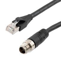 TRG610-C6B-10M - L-COM - TRG610-C6B-10M - Sensor Cable, X Coded, Black, IP67, M12 Plug, RJ45 Plug, 8 Positions, 10 m, 32.8 ft, TRG610 Series