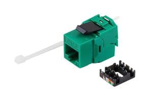 RJSBTLC6-GRN - L-COM - RJSBTLC6-GRN - Modular Connector, Tool-less IDC Keystone, RJ45 Jack, 1 x 1 (Port), 8P8C, Cat6, Panel Mount