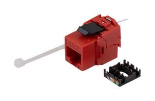 RJSBTLC6-RED - L-COM - RJSBTLC6-RED - Modular Connector, Tool-less IDC Keystone, RJ45 Jack, 1 x 1 (Port), 8P8C, Cat6, Panel Mount