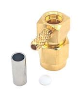 BU-1420403101 - MUELLER ELECTRIC - BU-1420403101 - RF / Coaxial Connector, SMA Coaxial, Right Angle Plug, Crimp, 50 ohm, Brass