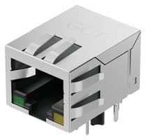 MGC005-2CD2C001H - GCT - MGC005-2CD2C001H - Modular Connector, Grn & Yel LED, RJ45 Jack, 1 x 1 (Port), 8P8C, Through Hole Mount