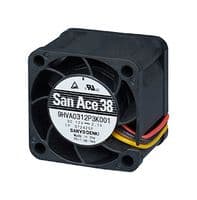 9HVA0312P3G001 - SANYO DENKI - 9HVA0312P3G001 - DC Axial Fan, 12 V, Square, 38 mm, 28 mm, Precision Ball Bearing, 25.1 CFM