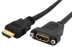 HDMIPNLFM3 - STARTECH - HDMIPNLFM3 - Audio / Video Cable Assembly, 28AWG, Panel Mount, HDMI Plug, HDMI Receptacle, 3 ft, 910 mm, Black