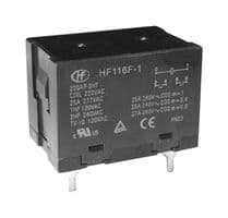 HF116F-1/220AP-2HTW - HONGFA - HF116F-1/220AP-2HTW - Power Relay, DPST-NO, 220 VAC, 25 A, HF116F-1 Series, PCB, Non Latching