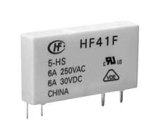 HF41F/12-HS - HONGFA - HF41F/12-HS - Power Relay, Plastic Sealed, SPST-NO, 12 VDC, 6 A, HF41F Series, Through Hole, Non Latching