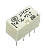 HFD5-K/12 - HONGFA - HFD5-K/12 - Signal Relay, 12 VDC, DPDT, 1 A, HFD5-K Series, Through Hole, Non Latching