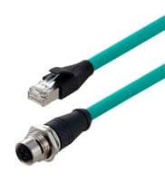 TRG611-T6T-1M - L-COM - TRG611-T6T-1M - Sensor Cable, M12 Receptacle, RJ45 Plug, 8 Positions, 1 m, 3.3 ft, TRG611-T6T Series