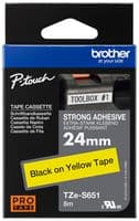 TZE-S651. - BROTHER - TZE-S651. - Label Printer Tape, Adhesive-Laminated, Black on Yellow, 8 m