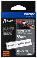 TZEFX221 - BROTHER - TZEFX221 - Label Tape, Flexible, 9mm, P-Touch, Black on White