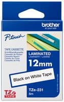TZE-231 - BROTHER - TZE-231 - Label Printer Tape, Adhesive-Laminated, Black on White, 8 m x 12 mm