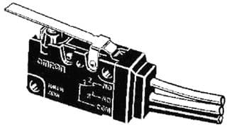 D2VW-5L1B-1M - OMRON ELECTRONIC COMPONENTS - D2VW-5L1B-1M - Microswitch, Snap Action, Long Lever, SPDT, Wire Leaded, 5 A, 30 V