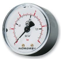 18-013-989 - NORGREN - 18-013-989 - Pressure Gauge, Air, 0 Bar to 10 Bar, R1/8" Connection, 40mm