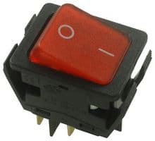 C6053ALNAE - BULGIN / PARTNER STOCK - C6053ALNAE - Rocker Switch, Off-On, DPST, Illuminated, Panel Mount, Red, 6050 Series