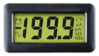 DPM 750S-BL - LASCAR - DPM 750S-BL - Digital Panel Meter, DC Millivolts, 3-1/2Digits, 0-200mV, 12.7mm Digit Height, 15Vdc
