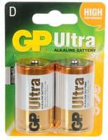 GP13AU-C2 - GP BATTERIES - GP13AU-C2 - Battery, Ultra, Pack of 2, 1.5 V, D, Alkaline, Raised Positive and Flat Negative, 2