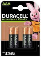 5000394203822 - DURACELL - 5000394203822 - Rechargeable Battery, Ultra-Rechargeable, Pack of 4, 1.2 V, Nickel Metal Hydride, 900 mAh, AAA