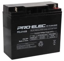 PEL01438 - PRO ELEC - PEL01438 - Rechargeable Battery, 12 V, Lead Acid, 18 Ah, T3 / T8 Terminals, 1