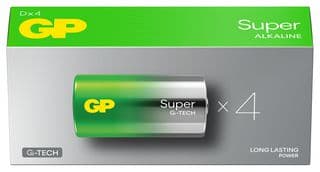 GPPCA13AU046 - GP BATTERIES - GPPCA13AU046 - Battery, Ultra, Pack of 4, 1.5 V, D, Alkaline, Raised Positive and Flat Negative, 4