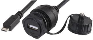 2UB3001-W05102 - MULTICOMP PRO - 2UB3001-W05102 - USB Cable, Micro Type A Plug to Type A Receptacle, 500 mm, 19.7 ", USB 2.0, Black