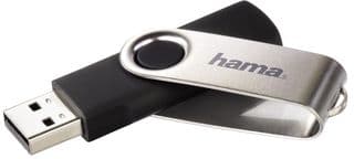 00104302 - HAMA - 00104302 - Rotate USB 2.0 Flash Drive, 64GB 10 MB/s, Black/Silver