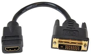HDDVIFM8IN - STARTECH - HDDVIFM8IN - Audio / Video Cable Assembly, HDMI Socket, DVI-D Plug, 0.65 ft, 200 mm, Black