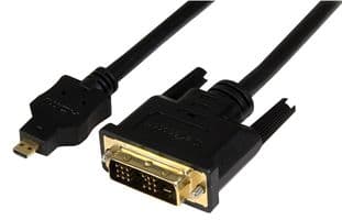 HDDDVIMM1M - STARTECH - HDDDVIMM1M - Audio / Video Cable Assembly, HDMI Micro Plug, DVI-D Plug, 3.28 ft, 1 m, Black