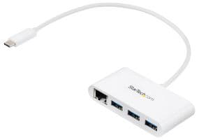 HB30C3A1GEA - STARTECH - HB30C3A1GEA - Hub, 3 Port USB C Hub with Gigabit Ethernet, USB-C to 3x USB-A, USB 3.0 Hub, White