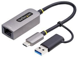 C21GA-USB-ETHERNET - STARTECH - C21GA-USB-ETHERNET - USB-C to to Ethernet Adapter with USB-A Dongle, 10/100/1000 Mbps, Status LEDs